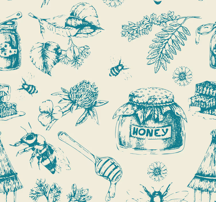 Honey turquoise pattern blind kitchen - TenStickers