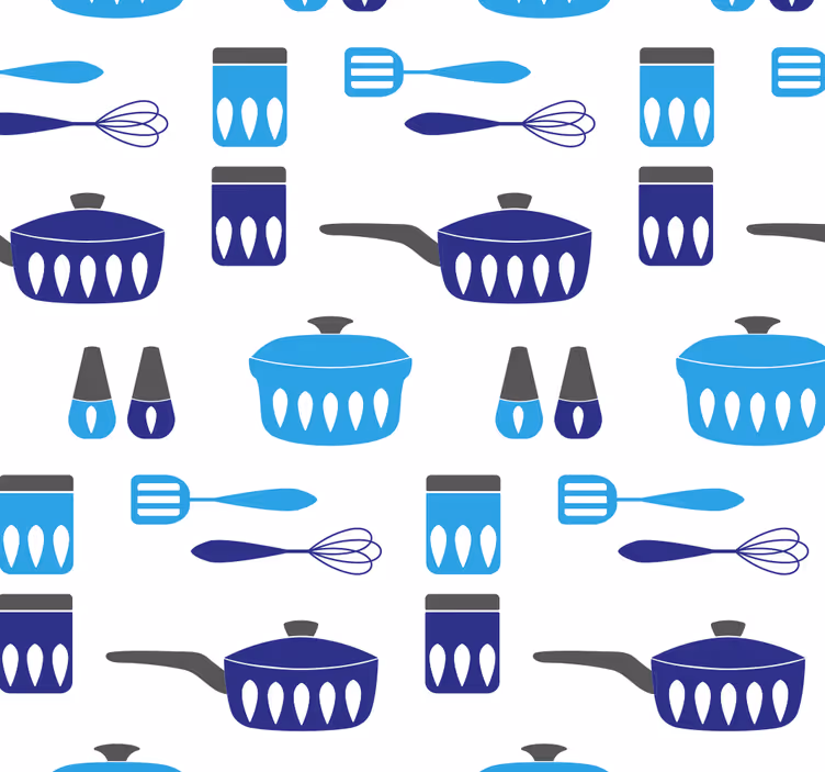 Blind kitchen blue utensils pattern - TenStickers