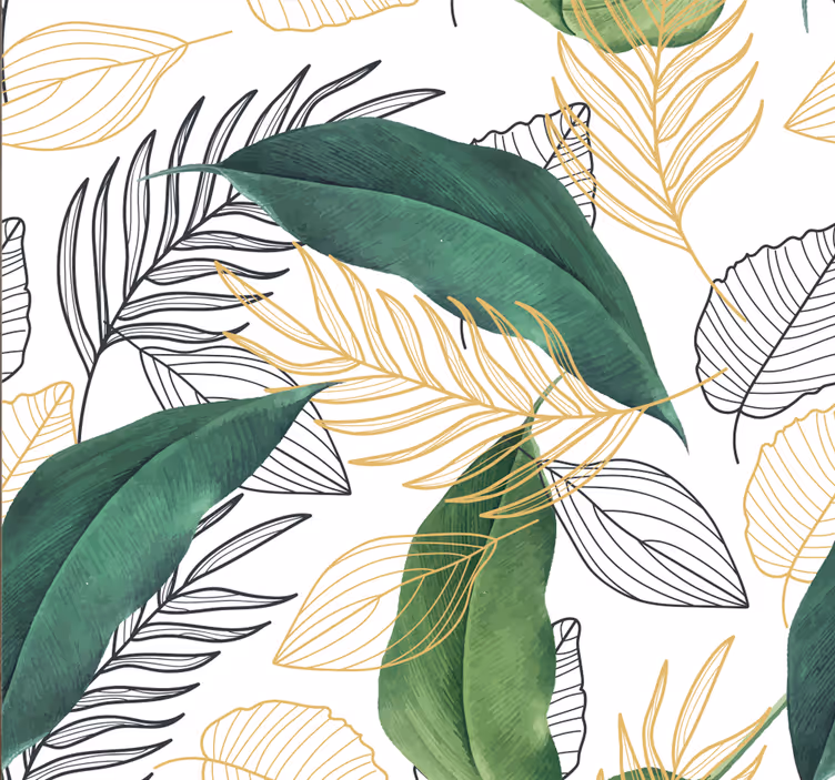 Blind kitchen green and gold leaf art design - TenStickers