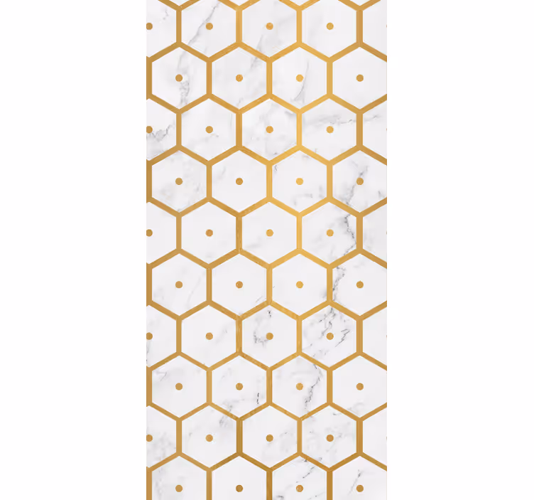 Dining room blind with hexagonal gold marble design - TenStickers