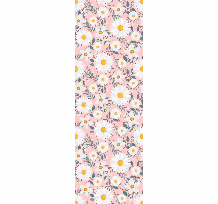 Dining room blind with pink background daisy flowers - TenStickers