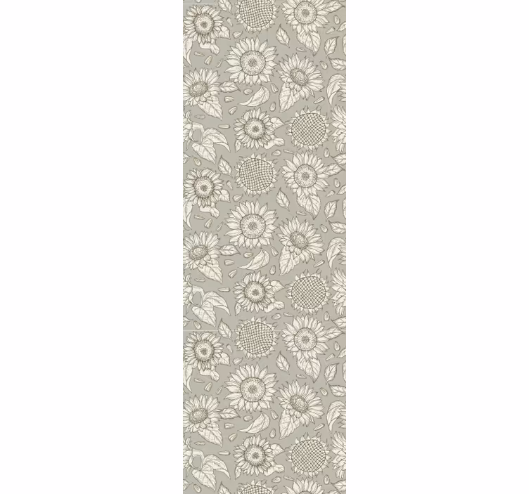 Dining room blind in gray sunflowers design - TenStickers