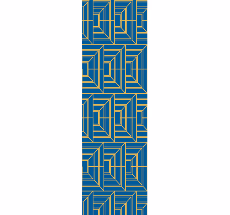 Dining room blind with gold lines on blue - TenStickers