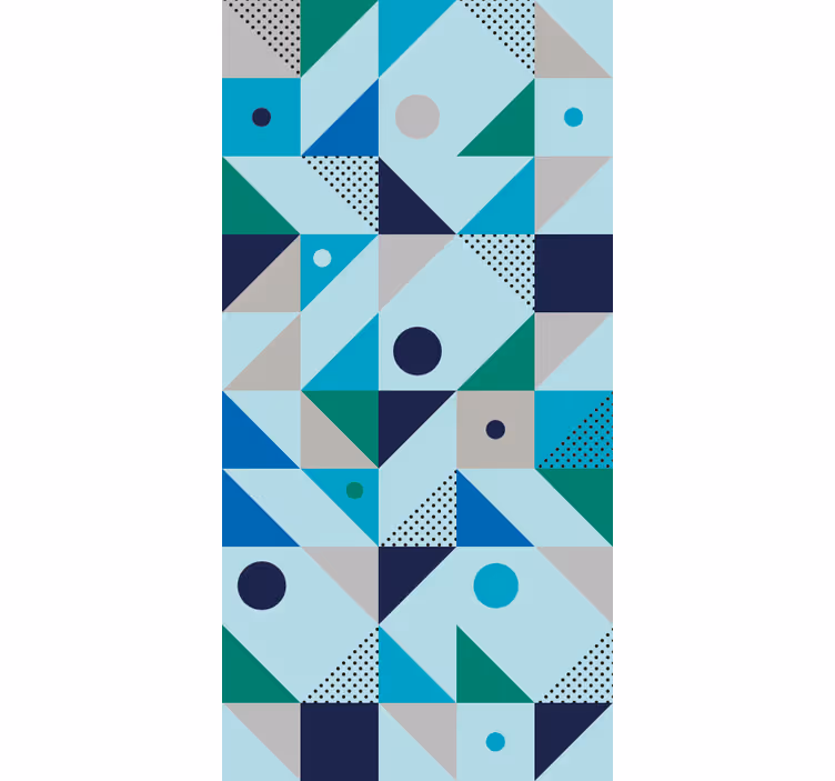 Dining room blind in blue patchwork design - TenStickers