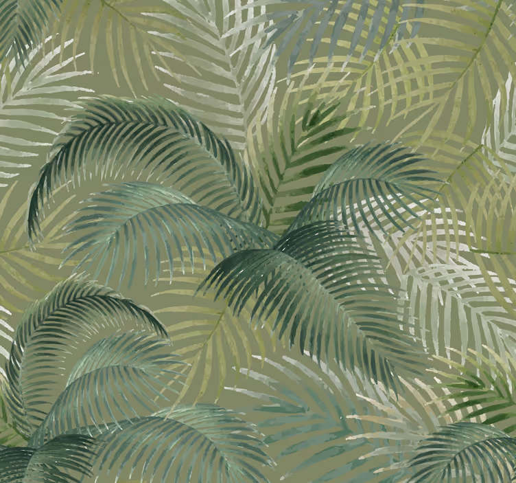 Dining room blind with green leaves pattern - TenStickers