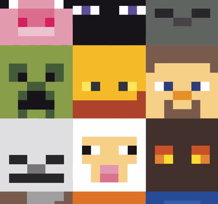 Blind teens gaming pixeled faces - TenStickers