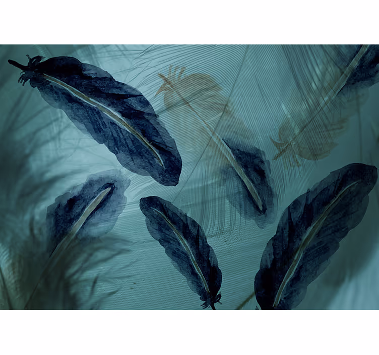 Blind kitchen watercolor feather line design - TenStickers
