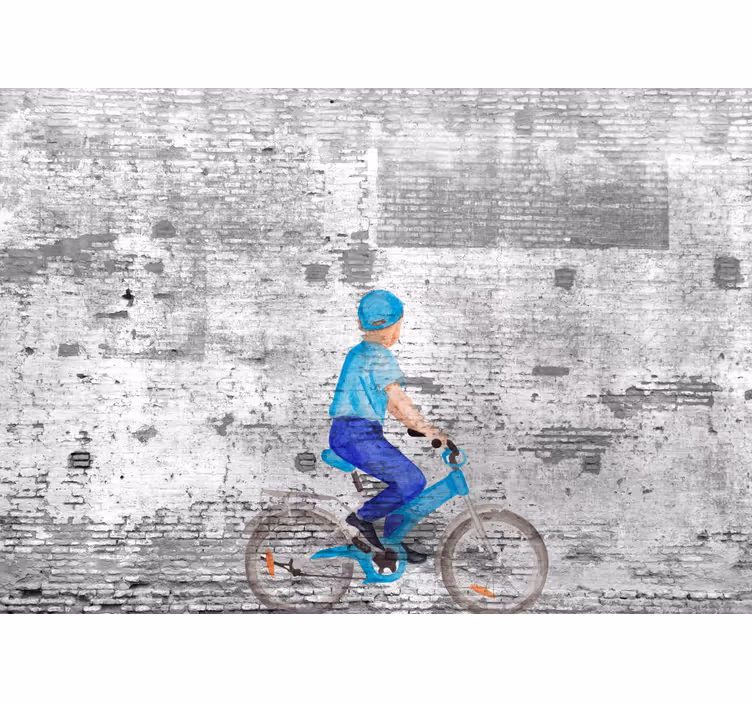 Blind kitchen kids on a bike mural - TenStickers