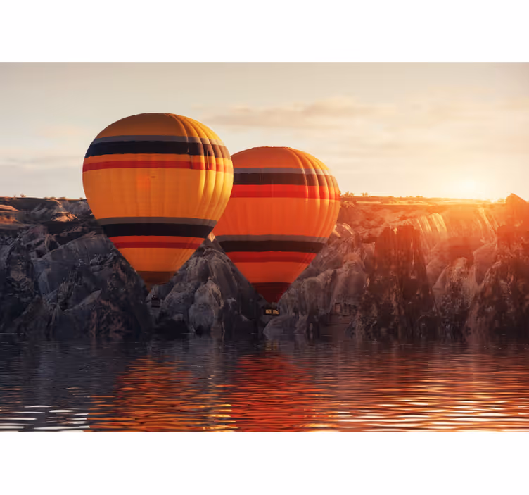 Blind kitchen hot air balloons over lake - TenStickers