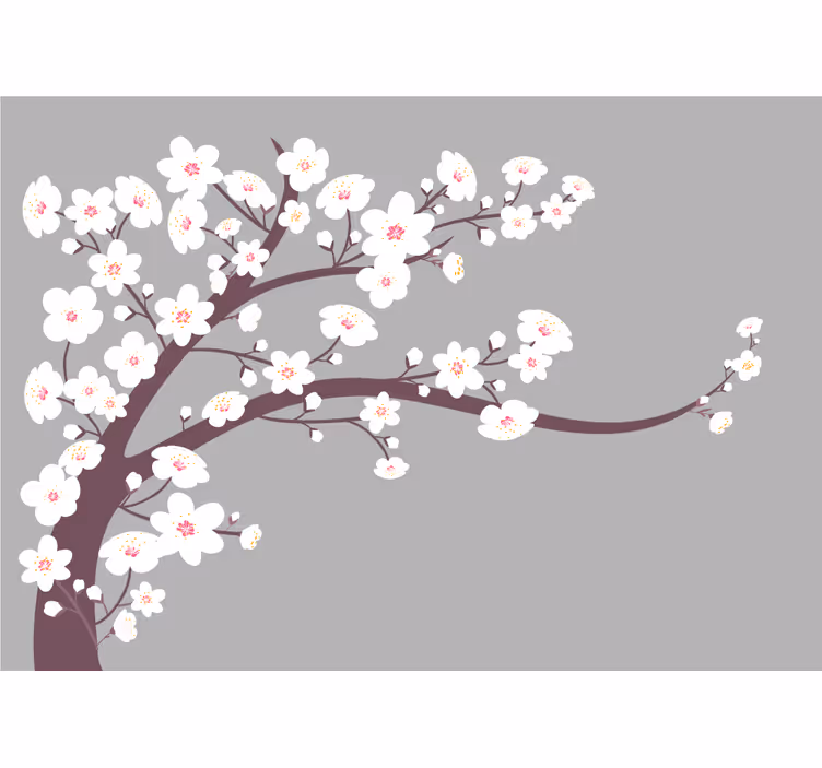 Blind kitchen white flowers on gray background - TenStickers