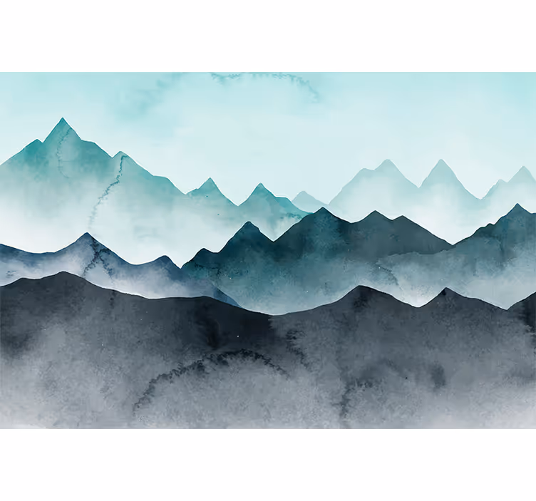 Blind kitchen painted blue mountains - TenStickers