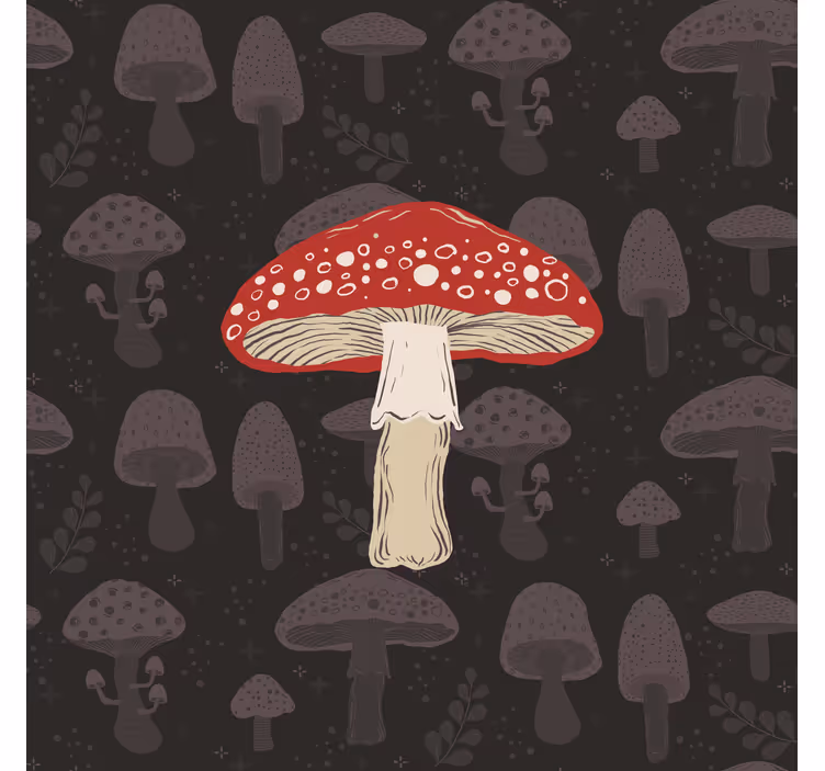 Blind kitchen hand drawn original mushroom design - TenStickers