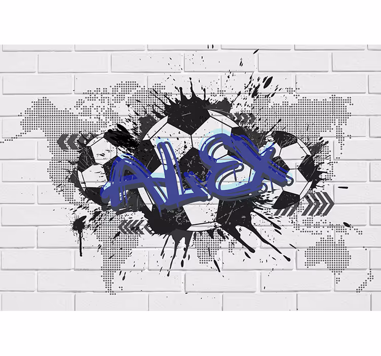 White window blind football graffiti design - TenStickers