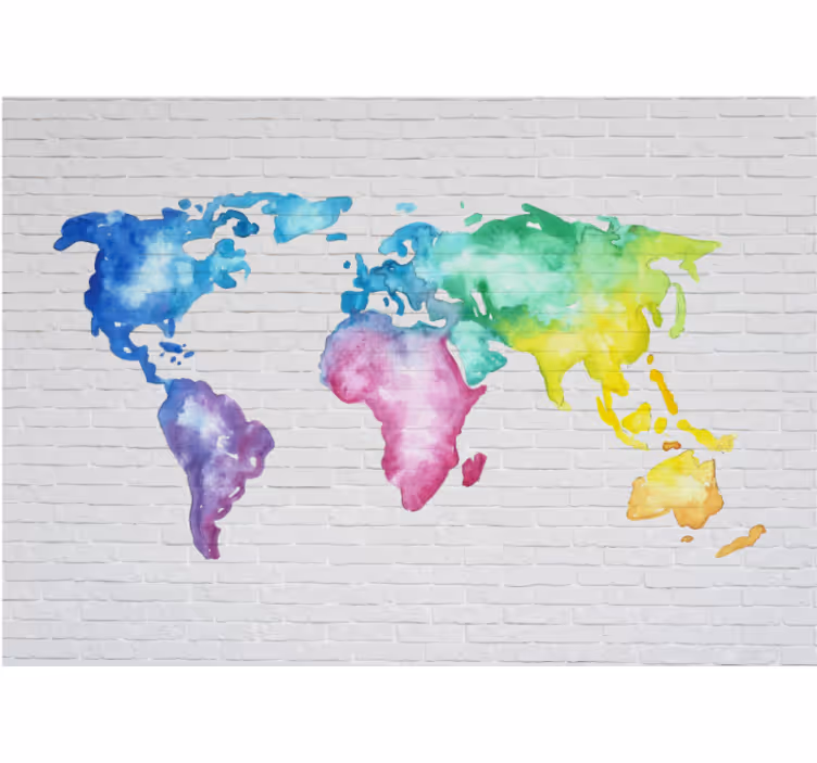 White window blind with colorful world map design - TenStickers