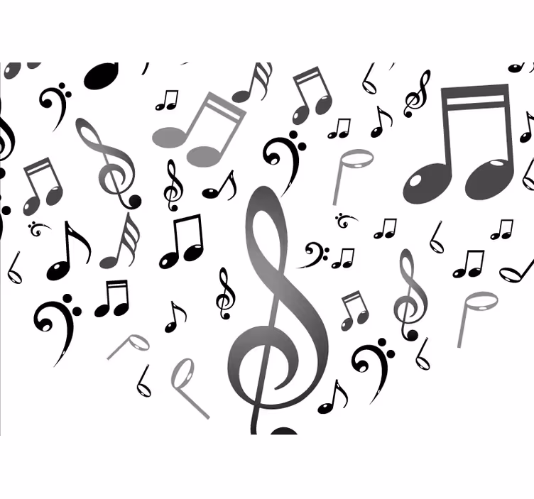 White window blind with music notes design - TenStickers
