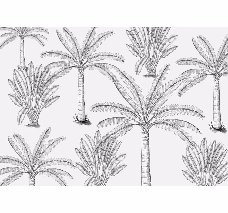 White window blind with black and white palm trees - TenStickers
