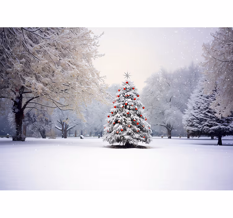 White window blind christmas fir in snow - TenStickers