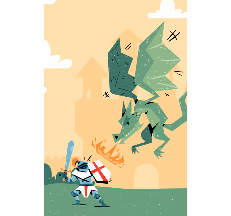 Dragon fight Superhero blind - TenStickers