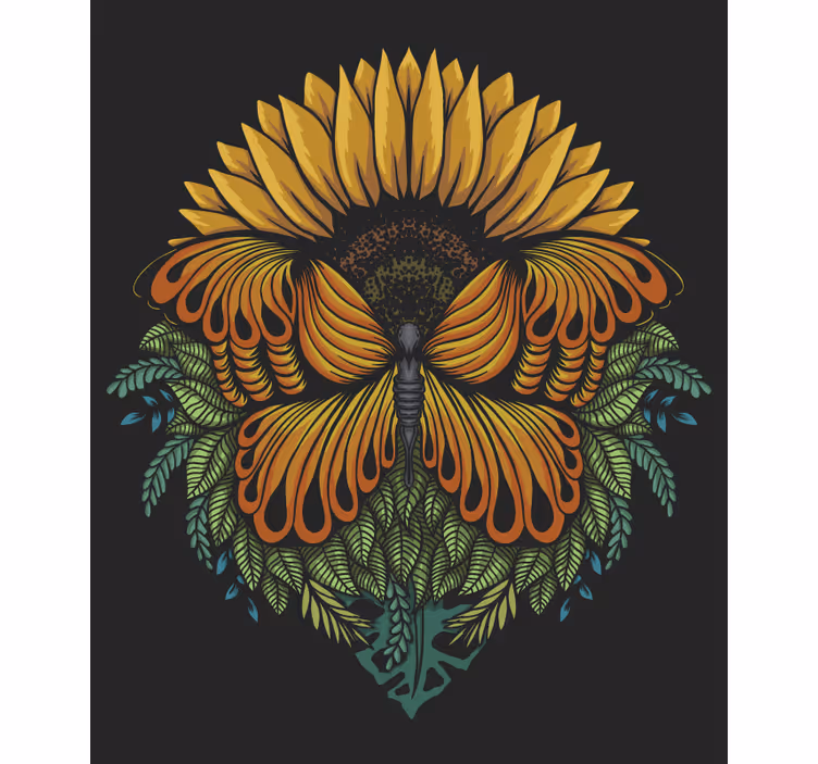 Sunflower with butterflies Flower blind - TenStickers