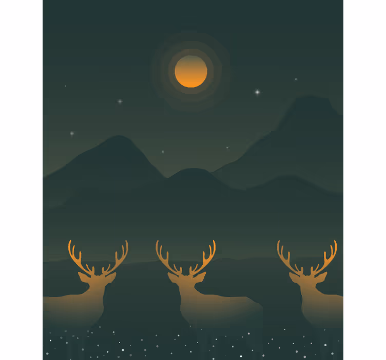 Winter landscape golden deers Blind painting - TenStickers