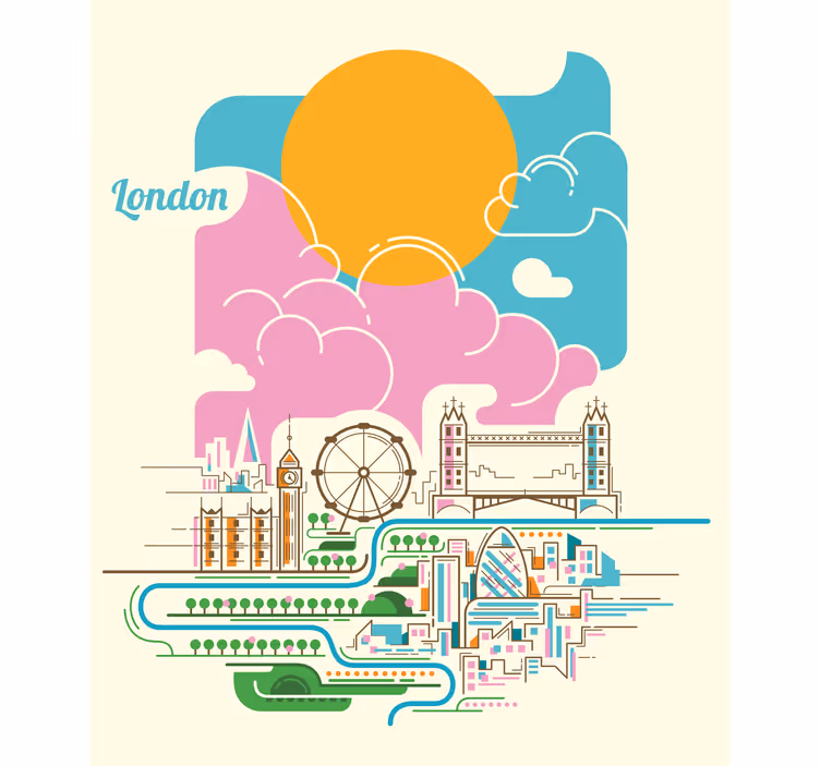 London skyline reflected Blind painting - TenStickers