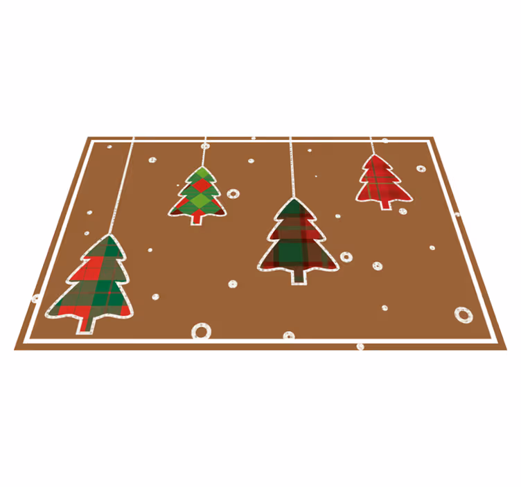 Christmas trees brown background placemats - TenStickers