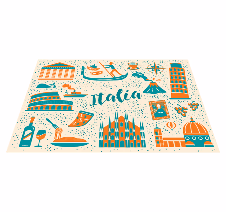 Most famous icons of Italy restaurant placemats - TenStickers