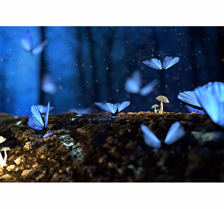 Blue Butterfly Animal Wall Mural - TenStickers