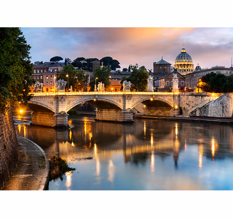 View of Rome from Tevere wall mural - TenStickers