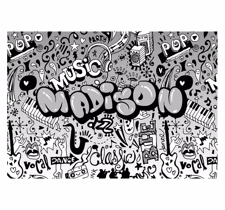 Cool music themed name custom wall mural - TenStickers