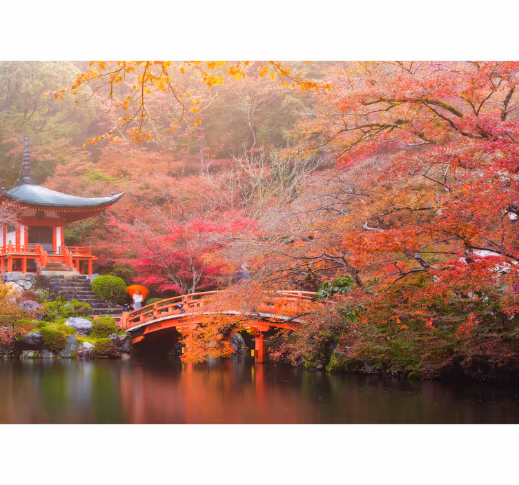 Asian garden in Autumn nature wall mural - TenStickers
