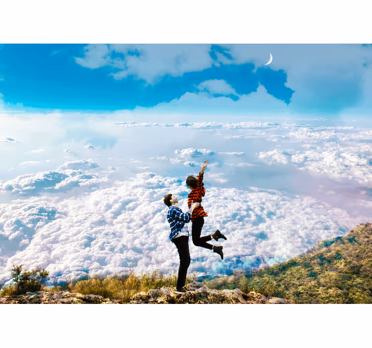 Couple above the Earth romantic wall mural - TenStickers