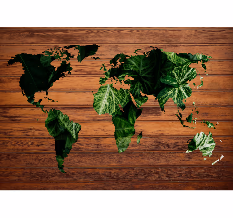 Jungle and wood world map world map mural - TenStickers