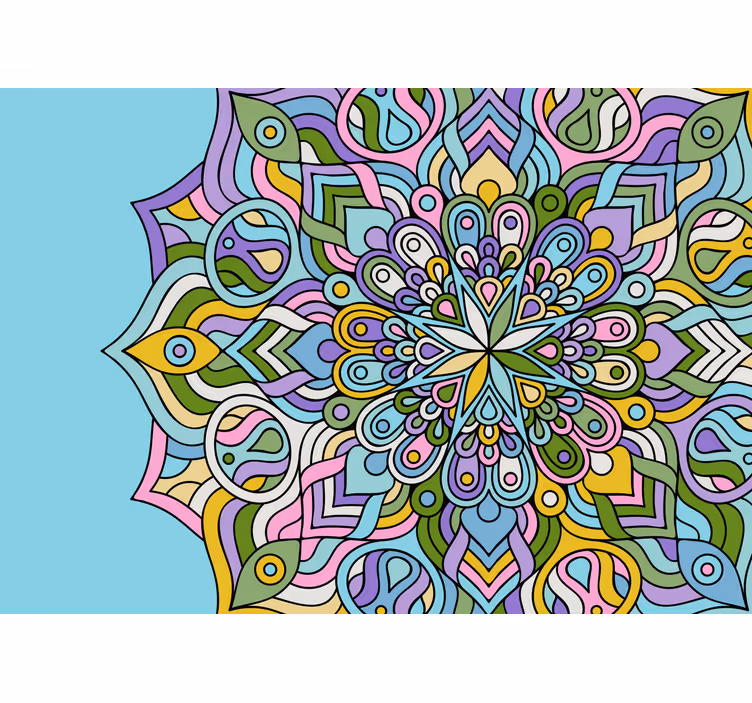 Teal modern Mandala Wall Mural - TenStickers