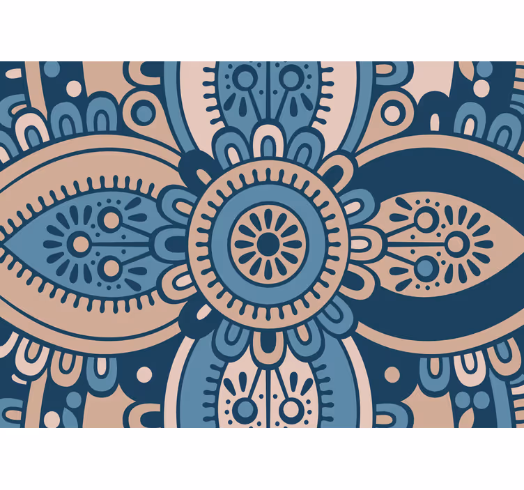 Blue and beige Mandala Wall Mural - TenStickers