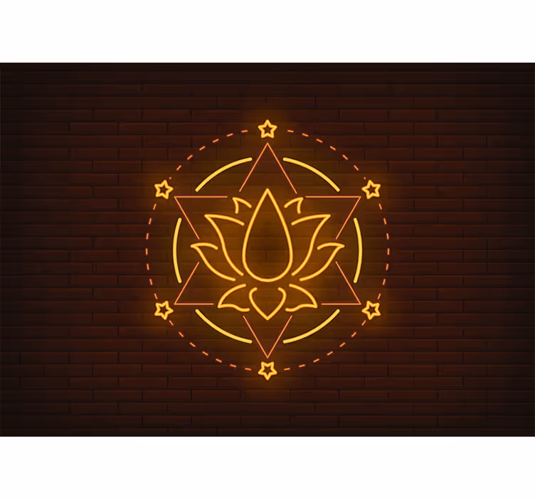 Neon Lotus with stars wall mural - TenStickers