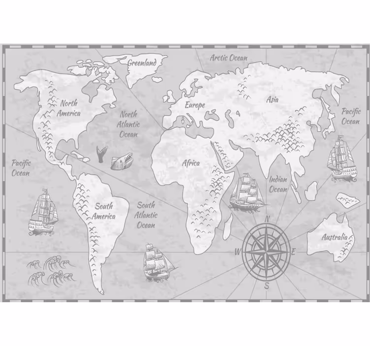 Pirate treasure locations world map mural - TenStickers