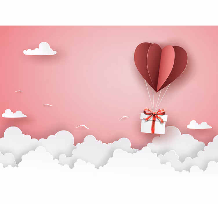 Hot air balloon with gift box Kids wall Murals - TenStickers