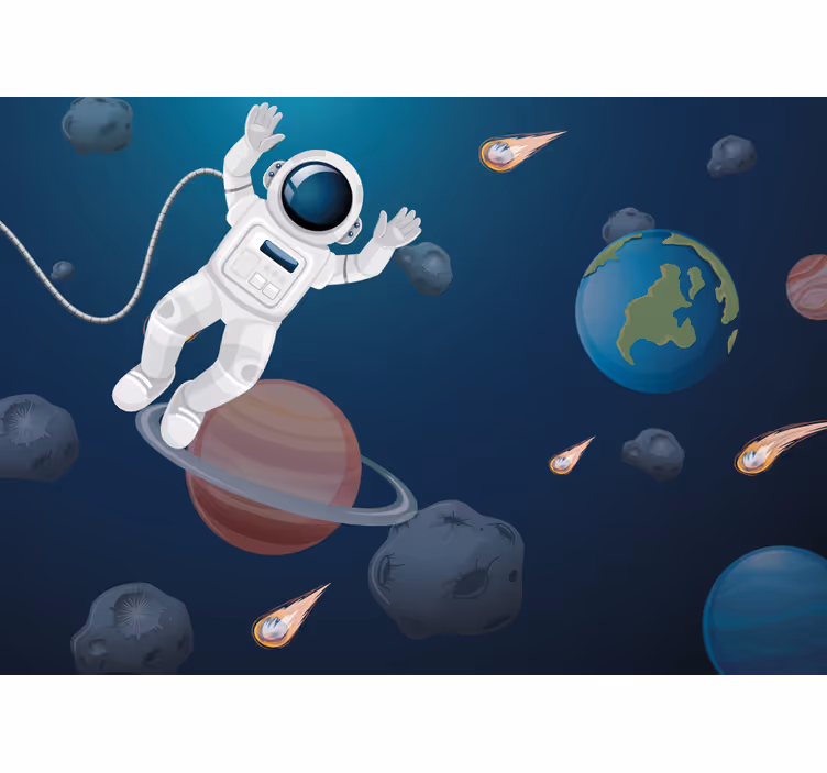 Floating spaceman cartoon Kids wall Murals - TenStickers