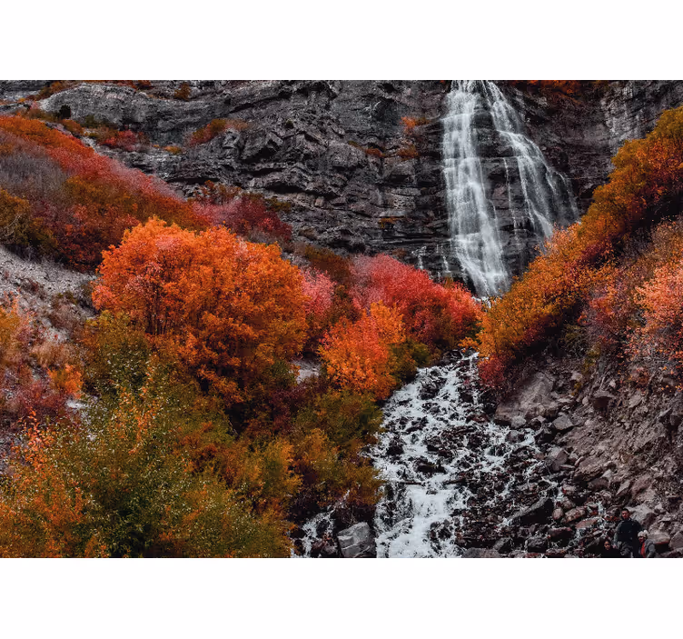 Wall mural waterfall autumn waterfall scene - TenStickers