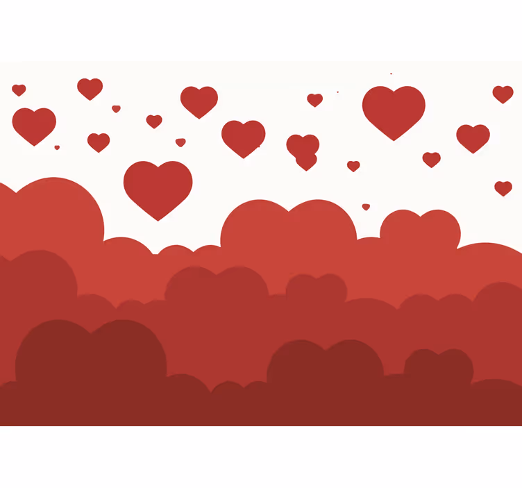 Red heart cloud pattern Kids wall Murals - TenStickers