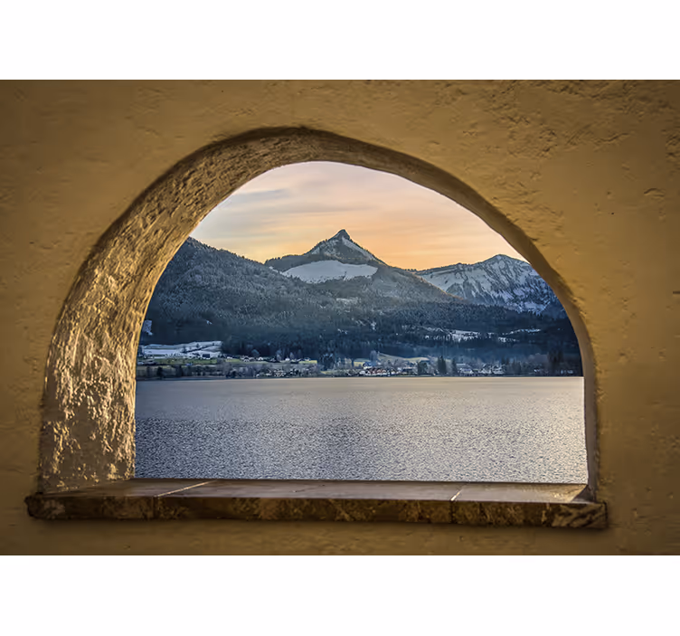 View on the Lake lake wall mural - TenStickers