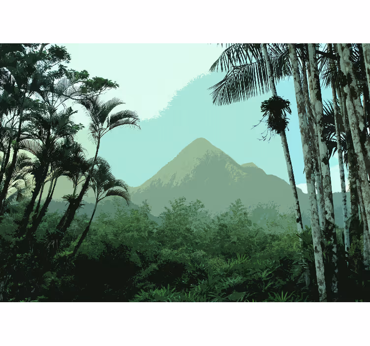 Forest wall mural mountain jungle scene - TenStickers