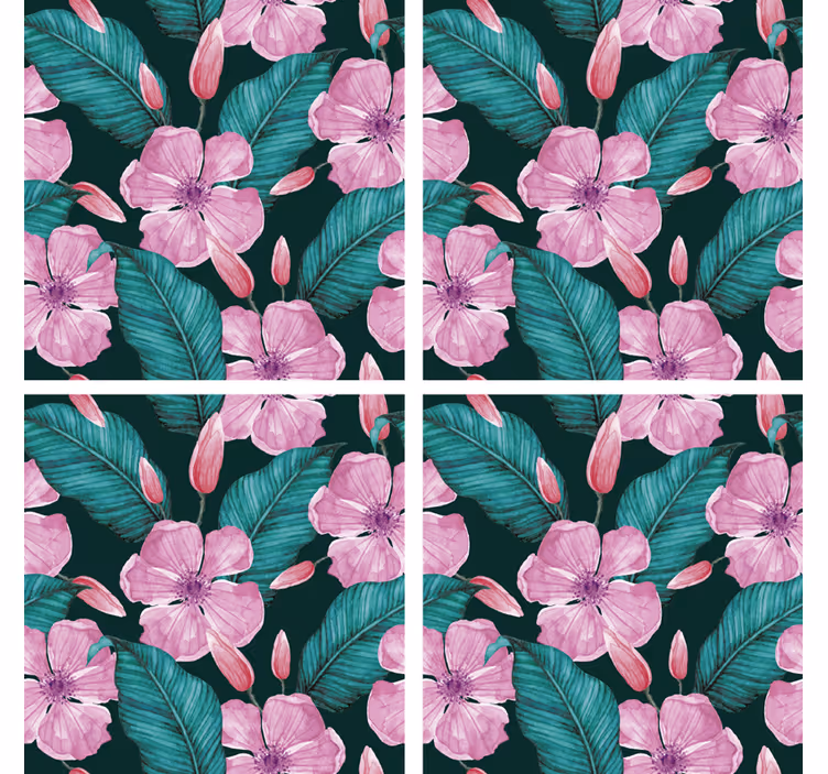 Texture coasters with floral and leaf design - TenStickers