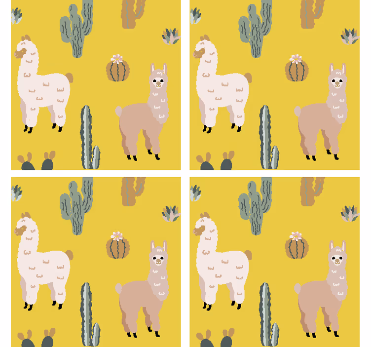 Geek coasters llama and cactus design - TenStickers
