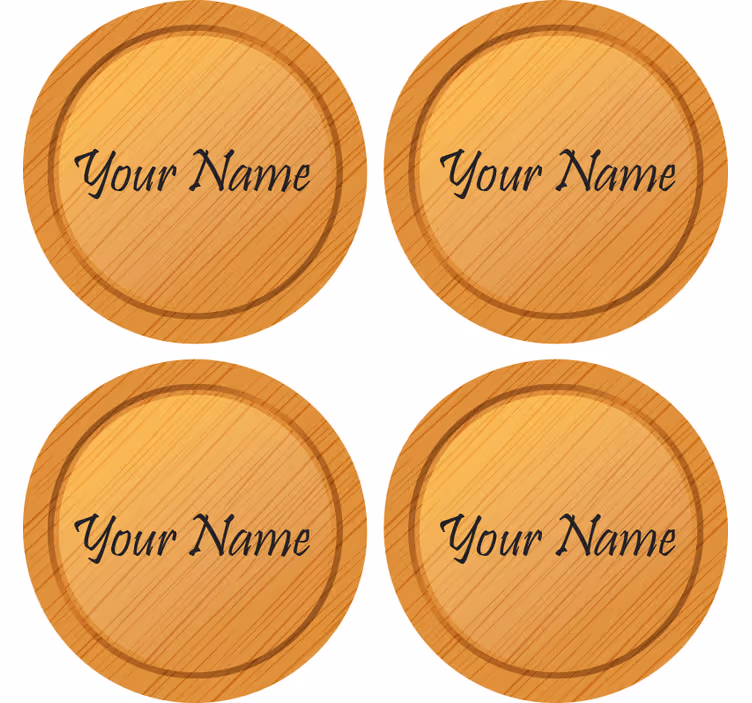wood texture with text personalised coasters - TenStickers