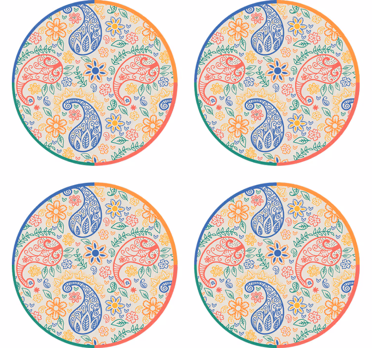 Geek coasters with colorful floral designs - TenStickers