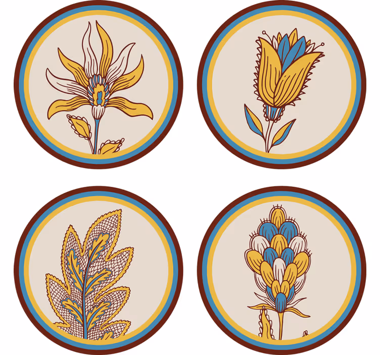 Texture coasters floral pattern set - TenStickers
