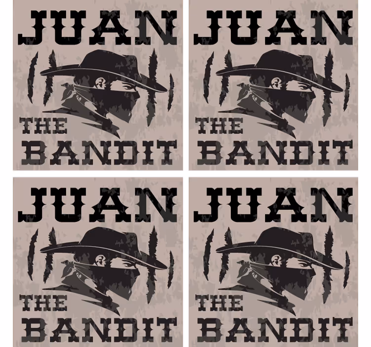 Bandit with name personalised coasters - TenStickers