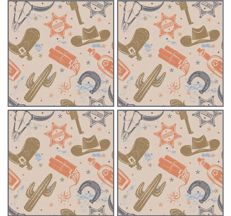 Geek coasters with cowboy theme design - TenStickers